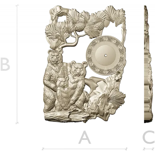 Часы с медвежьей семьёй - 3D модель STL для ЧПУ
