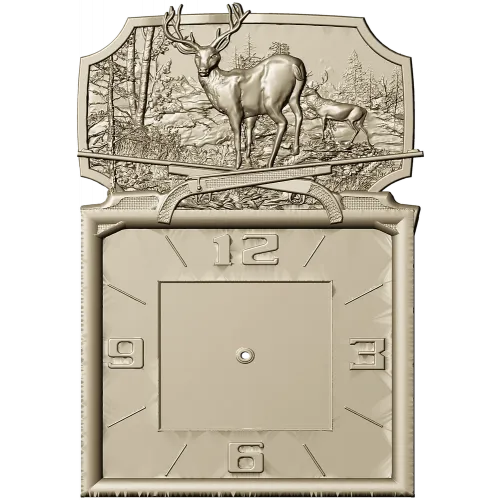 Deer Forest Wall Clock 3D Model for CNC