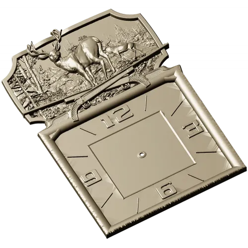 Deer Forest Wall Clock 3D Model for CNC