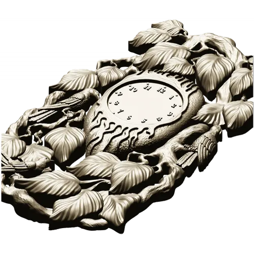Ornamental Bird and Leaves Clock Frame 3D STL Model for CNC