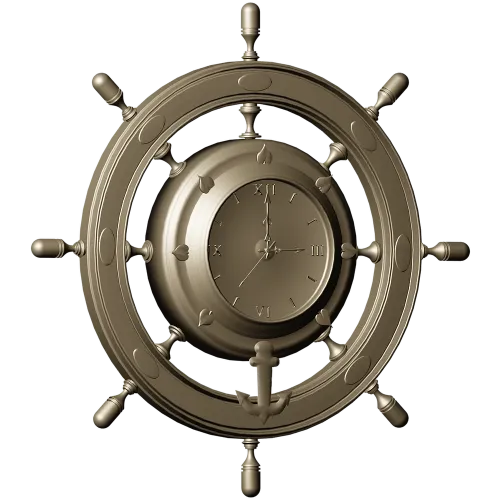 Ship Wheel Clock 3D Model for CNC Milling