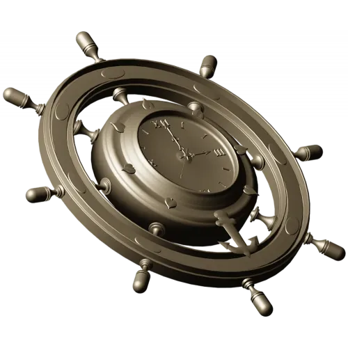 Ship Wheel Clock 3D Model for CNC Milling