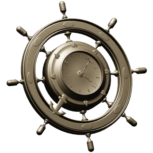 Ship Wheel Clock 3D Model for CNC Milling
