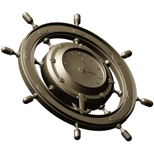 Ship Wheel Clock 3D Model for CNC Milling
