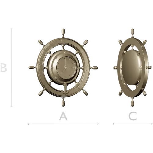Ship Wheel Clock 3D Model for CNC Milling