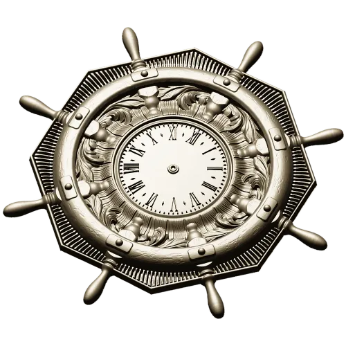 STL 3D model of Nautical Ship Wheel Clock for CNC Milling
