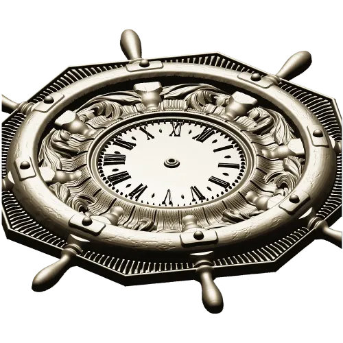 STL 3D model of Nautical Ship Wheel Clock for CNC Milling