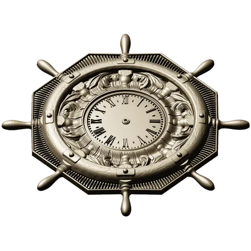 STL 3D model of Nautical Ship Wheel Clock for CNC Milling