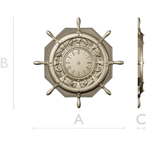 STL 3D model of Nautical Ship Wheel Clock for CNC Milling
