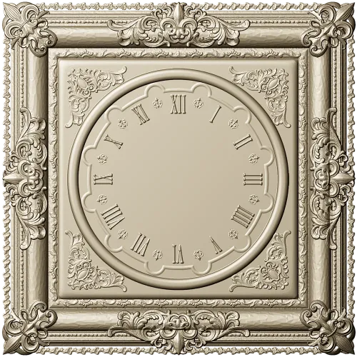 Ornate Square Clock Panel 3D Model STL for CNC Milling