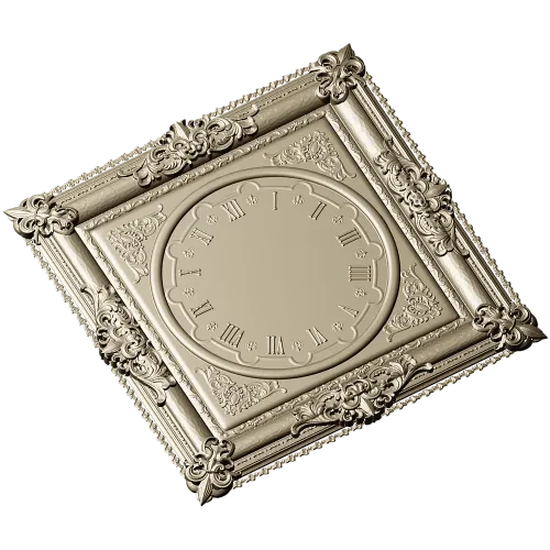 Ornate Square Clock Panel 3D Model STL for CNC Milling
