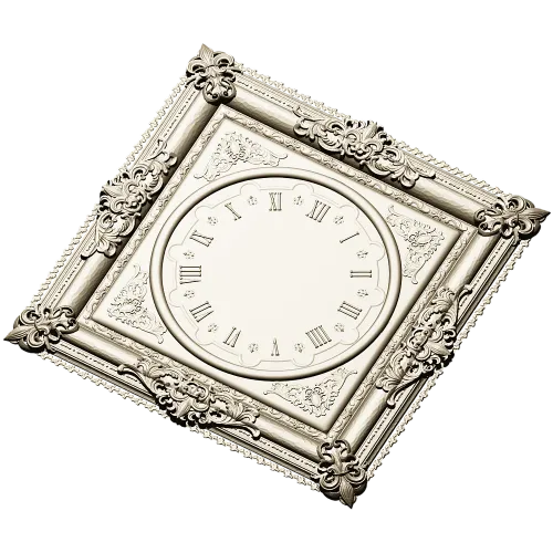 Ornate Square Clock Panel 3D Model STL for CNC Milling