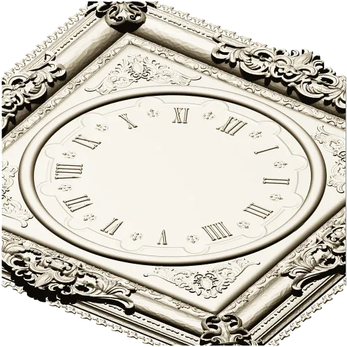 Ornate Square Clock Panel 3D Model STL for CNC Milling