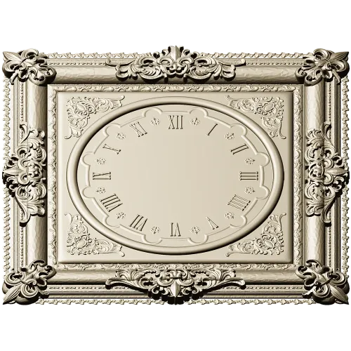 Ornate Square Clock Panel 3D Model STL for CNC Milling