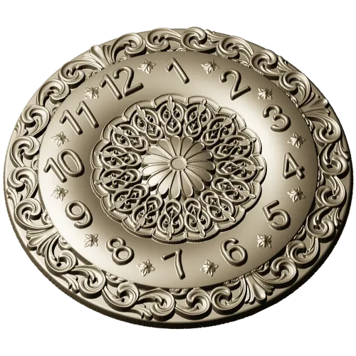 Ornate Circular Clock Face STL Model for CNC Milling