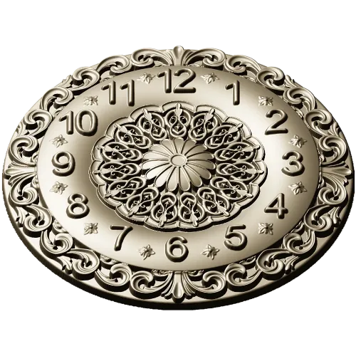 Ornate Circular Clock Face STL Model for CNC Milling