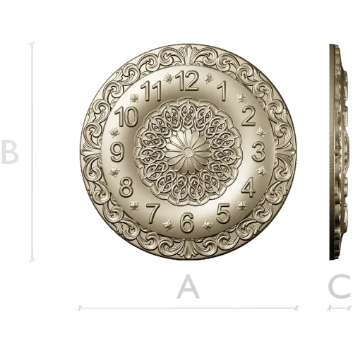 Ornate Circular Clock Face STL Model for CNC Milling