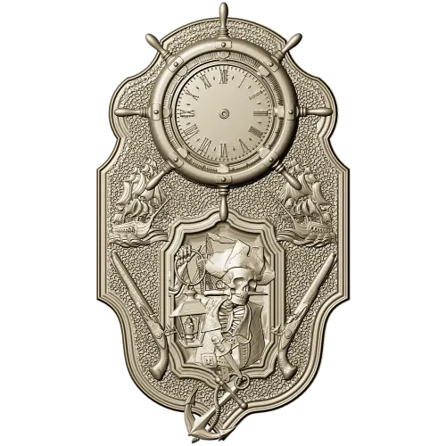 Pirate Nautical Wall Clock 3D Model in STL for CNC