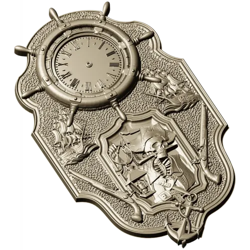 Pirate Nautical Wall Clock 3D Model in STL for CNC