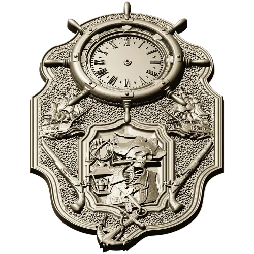 Pirate Nautical Wall Clock 3D Model in STL for CNC