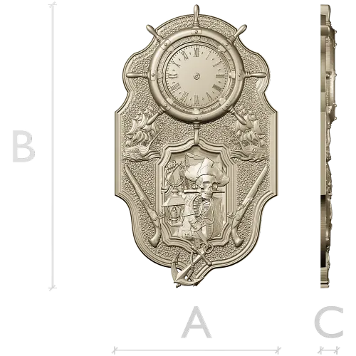 Pirate Nautical Wall Clock 3D Model in STL for CNC