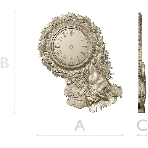 Decorative Wolf Clock 3D STL Model for CNC Milling
