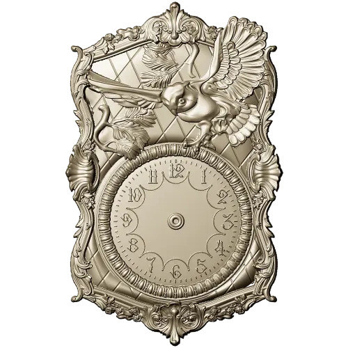Ornate Owl Clock Frame 3D STL Model for CNC Milling