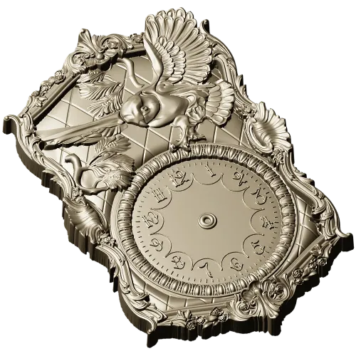 Ornate Owl Clock Frame 3D STL Model for CNC Milling