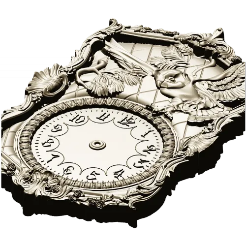 Ornate Owl Clock Frame 3D STL Model for CNC Milling