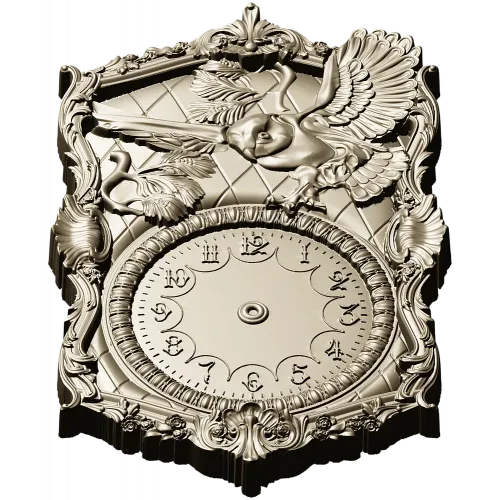 Ornate Owl Clock Frame 3D STL Model for CNC Milling
