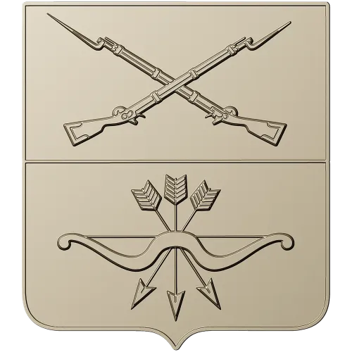 Heraldic Shield with Crossed Muskets and Bow - STL 3D Model for CNC