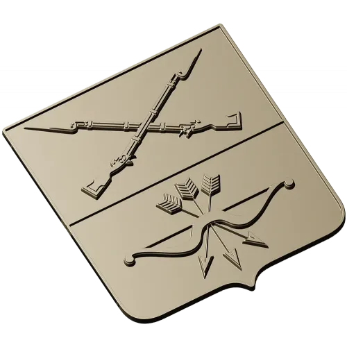 Heraldic Shield with Crossed Muskets and Bow - STL 3D Model for CNC