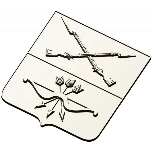 Heraldic Shield with Crossed Muskets and Bow - STL 3D Model for CNC