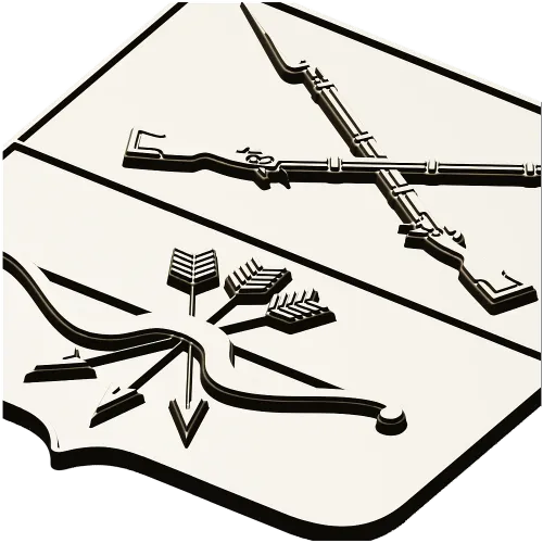 Heraldic Shield with Crossed Muskets and Bow - STL 3D Model for CNC