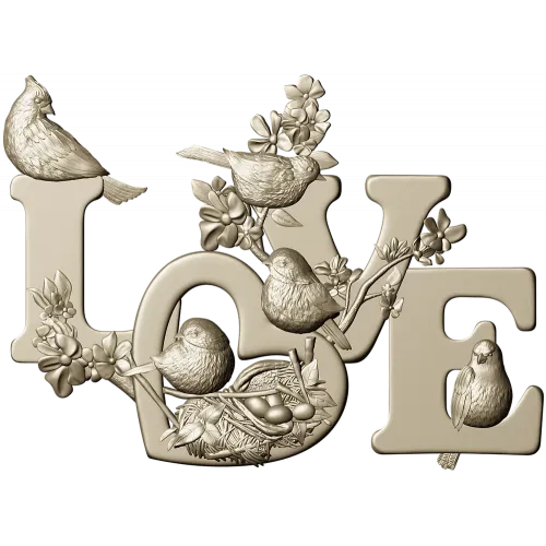 LOVE - 3D модель в формате STL с птицами и гнездом для ЧПУ