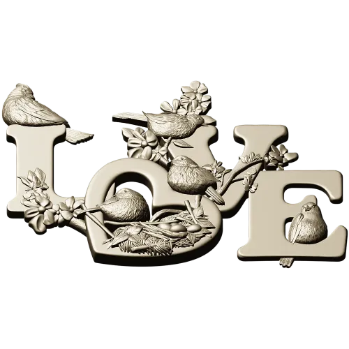 LOVE - 3D модель в формате STL с птицами и гнездом для ЧПУ