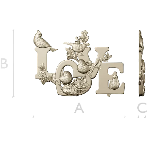 LOVE - 3D модель в формате STL с птицами и гнездом для ЧПУ