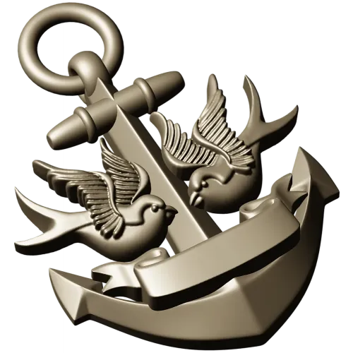 Anchor with Swallows - STL 3D model for CNC