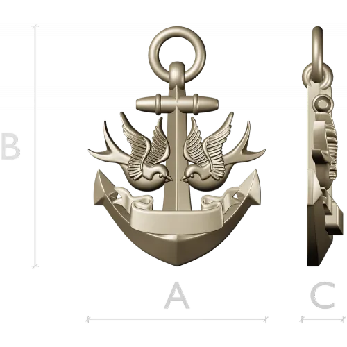 Anchor with Swallows - STL 3D model for CNC