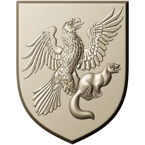 Heraldic Eagle and Marten Shield - high-relief STL 3D model for CNC