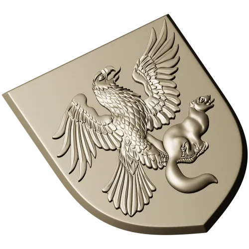 Heraldic Eagle and Marten Shield - high-relief STL 3D model for CNC