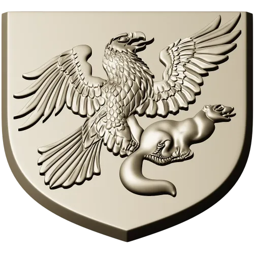 Heraldic Eagle and Marten Shield - high-relief STL 3D model for CNC