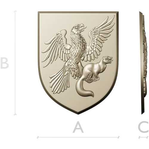 Heraldic Eagle and Marten Shield - high-relief STL 3D model for CNC