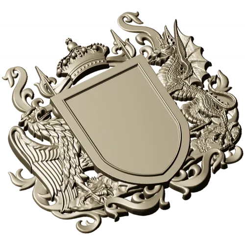 Heraldic Coat of Arms STL - Eagle & Dragon 3D Model for CNC