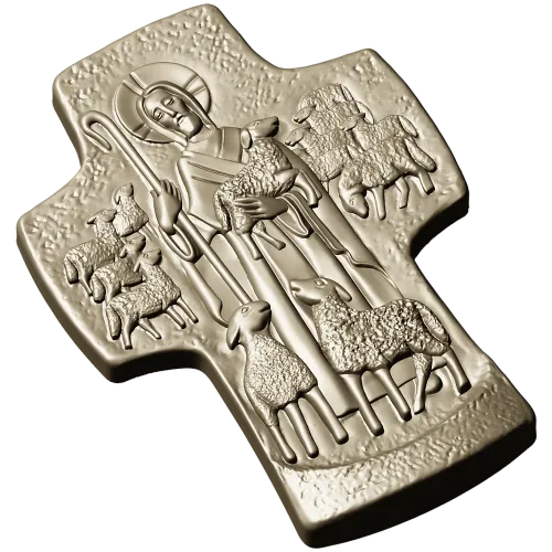 Добрый Пастырь - рельефный крест (STL)