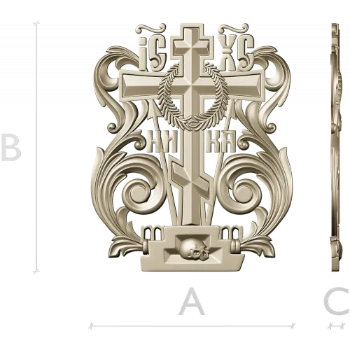 Golgotha Acanthus Cross - STL 3D Model for CNC