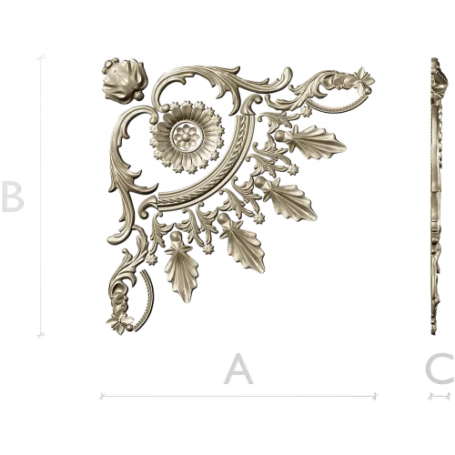 Ornate Rosette Corner STL for CNC