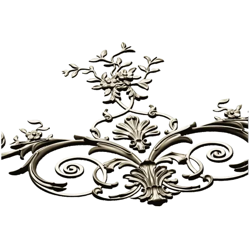 Rococo Floral Corner STL for CNC Carving