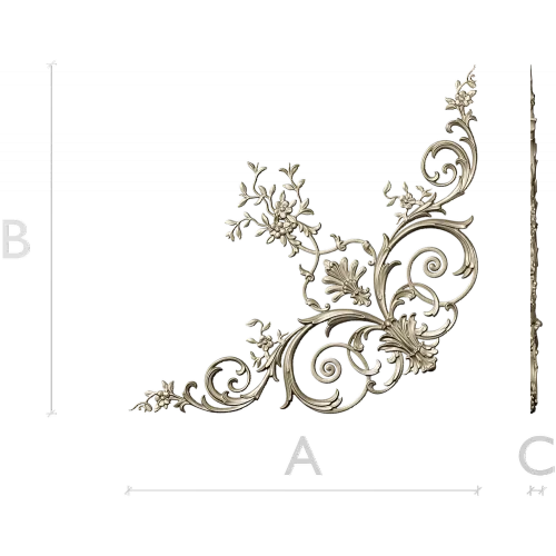Rococo Floral Corner STL for CNC Carving