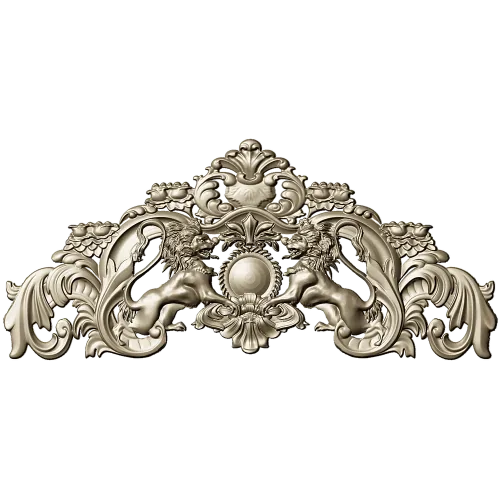 Baroque Twin-Lion Cartouche - STL model for CNC